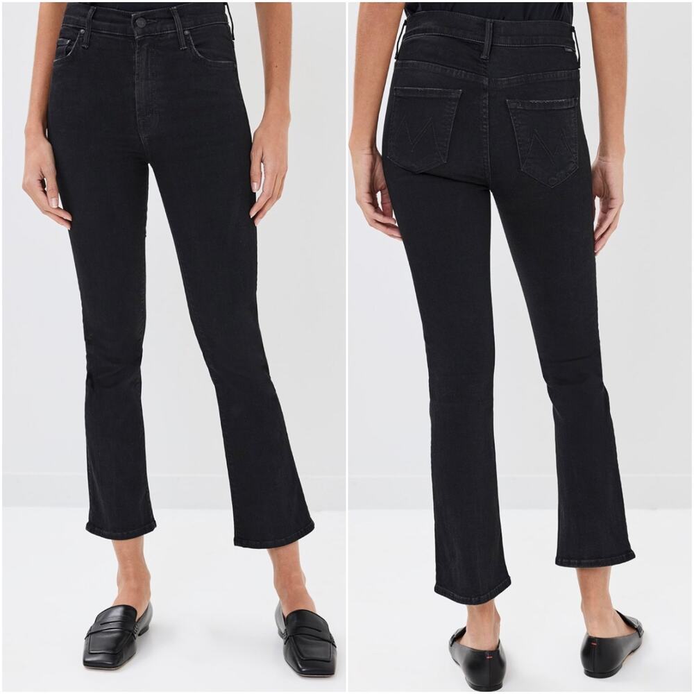 MOTHER The Insider Crop Bootcut Jean in Not Guilty Black Size 28